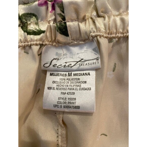 Secret Treasures Pajama Pants Size Medium Cream w/floral Silky Feel Comfortable - Picture 7 of 10